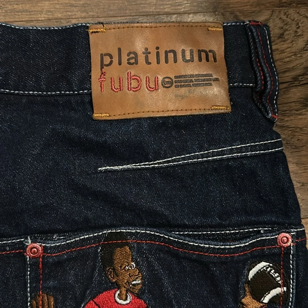 Vintage Y2K FUBU Platinum Fat Albert The Junk Yard Gang Jean Short Men's Size 40